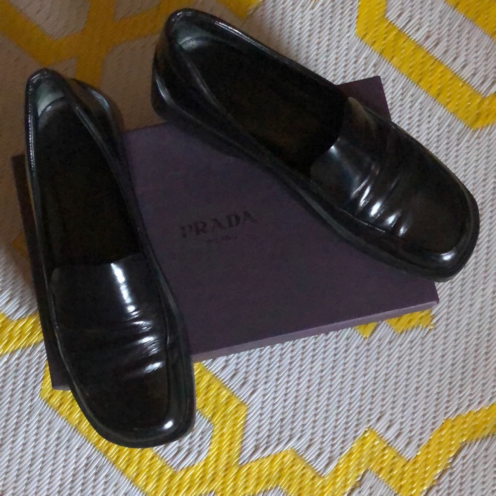 Prada black loafers . Circa 2000